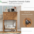 Narrow Console Table with Drawers and Bottom Shelf