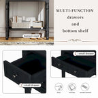 Narrow Console Table with Drawers and Bottom Shelf