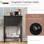 Narrow Console Table with Drawers and Bottom Shelf