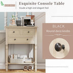Narrow Console Table with Drawers and Bottom Shelf