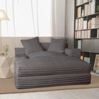 WOWMAX 60 Chaise Lounge Chair, Oversized Chaise Lounge Sofa Soft Short Plush Couch Sofa Bed Sleeper Chair with 2 Throw Pillows
