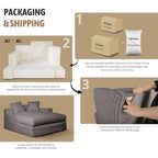 WOWMAX 60 Chaise Lounge Chair, Oversized Chaise Lounge Sofa Soft Short Plush Couch Sofa Bed Sleeper Chair with 2 Throw Pillows
