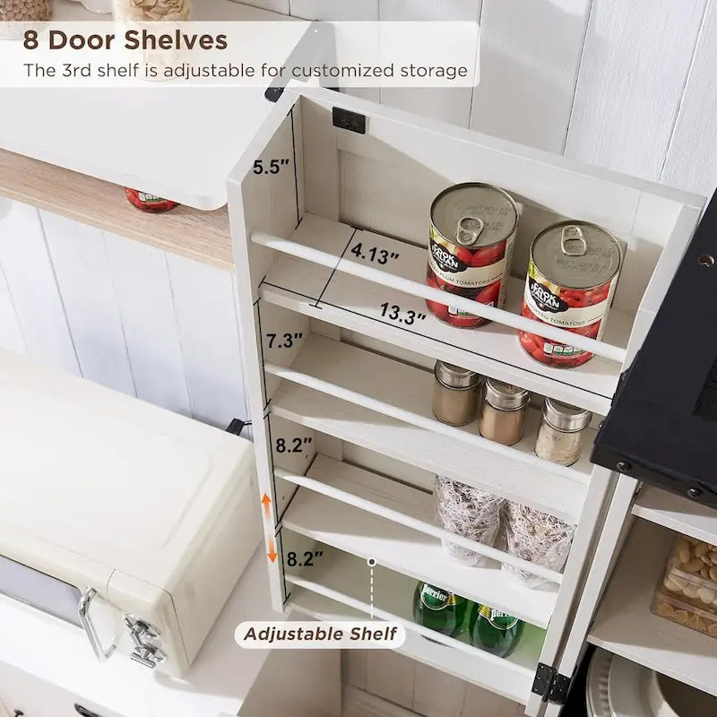 72 Tall Farmhouse Kitchen Pantry, Storage Cabinet with Barn Doors - N/A