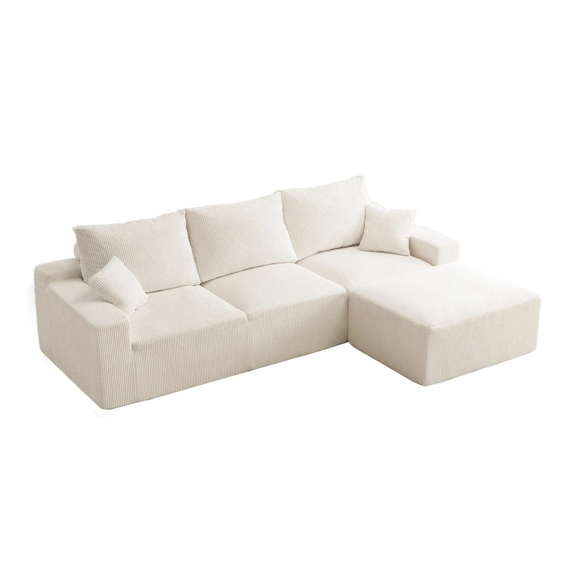 GDFStudio - Olivia Morgan Ultra-Soft Modular 110-Inch L-Shaped Cloud Sofa With No-Assembly, Full-Compression Comfort