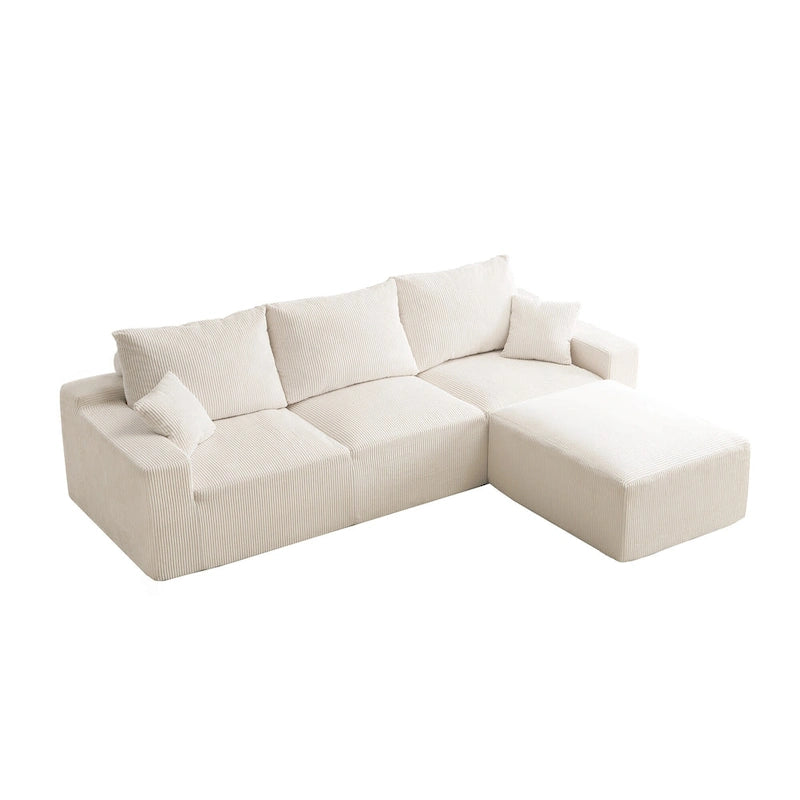 GDFStudio - Olivia Morgan Ultra-Soft Modular 110-Inch L-Shaped Cloud Sofa With No-Assembly, Full-Compression Comfort
