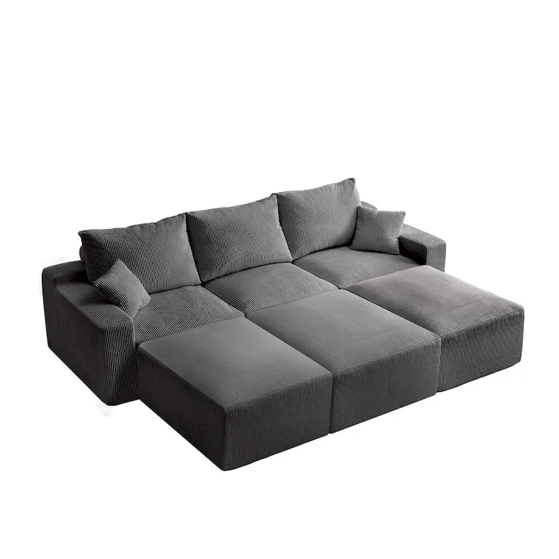 GDFStudio - Olivia Morgan Ultra-Soft Modular 110-Inch L-Shaped Cloud Sofa With No-Assembly, Full-Compression Comfort