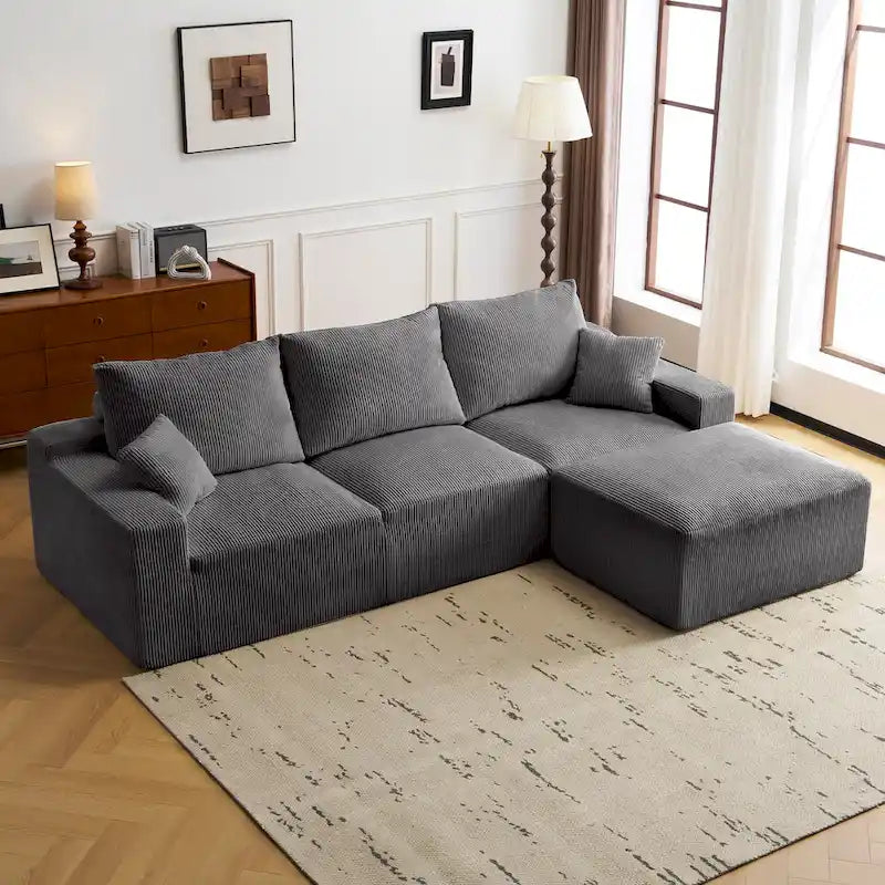 GDFStudio - Olivia Morgan Ultra-Soft Modular 110-Inch L-Shaped Cloud Sofa With No-Assembly, Full-Compression Comfort
