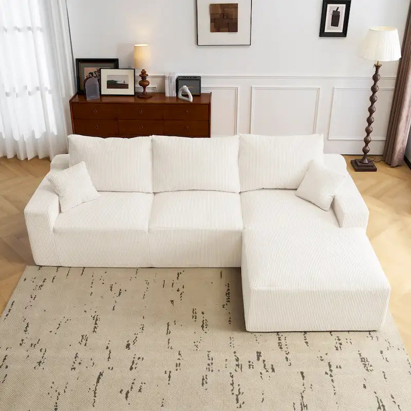 GDFStudio - Olivia Morgan Ultra-Soft Modular 110-Inch L-Shaped Cloud Sofa With No-Assembly, Full-Compression Comfort