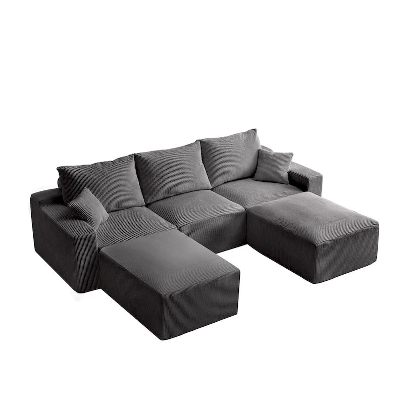 GDFStudio - Olivia Morgan Ultra-Soft Modular 110-Inch L-Shaped Cloud Sofa With No-Assembly, Full-Compression Comfort