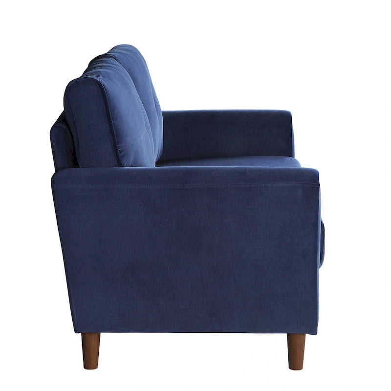 Brown Velvet Upholstery 1Pc Comfort Loveseat Plush Seatbacks Tufted Detail Solid Wood Frame Modern Living Room Furniture