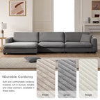 134 Corduroy Sectional Sofa with L-Shaped Cloud Couch and USB Charging & 50 Chaise (330lb Capacity)
