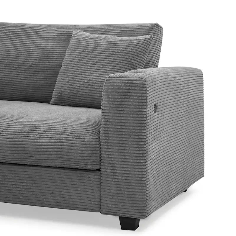 134 Corduroy Sectional Sofa with L-Shaped Cloud Couch and USB Charging & 50 Chaise (330lb Capacity)