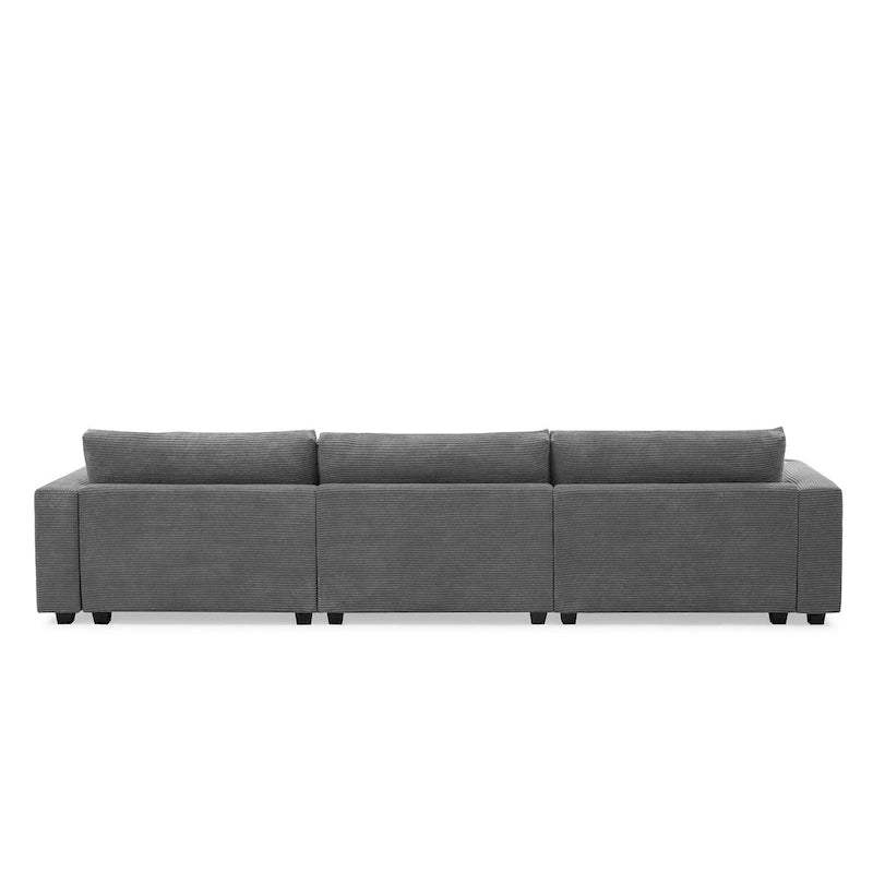 134 Corduroy Sectional Sofa with L-Shaped Cloud Couch and USB Charging & 50 Chaise (330lb Capacity)