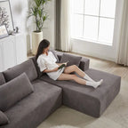 108 Chenille Modular L-Shaped Sectional Sofa with 6 Pillows, Reversible Chaise