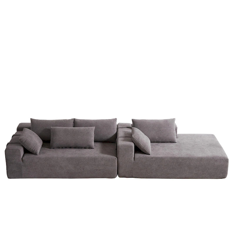 108 Chenille Modular L-Shaped Sectional Sofa with 6 Pillows, Reversible Chaise