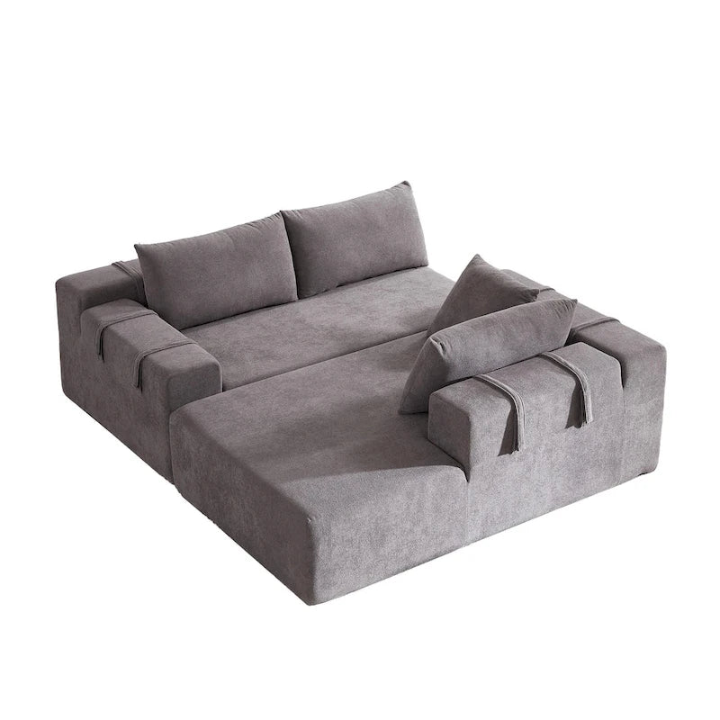 108 Chenille Modular L-Shaped Sectional Sofa with 6 Pillows, Reversible Chaise