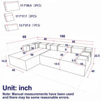 108 Chenille Modular L-Shaped Sectional Sofa with 6 Pillows, Reversible Chaise