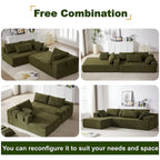 108 Chenille Modular L-Shaped Sectional Sofa with 6 Pillows, Reversible Chaise