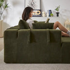 108 Chenille Modular L-Shaped Sectional Sofa with 6 Pillows, Reversible Chaise