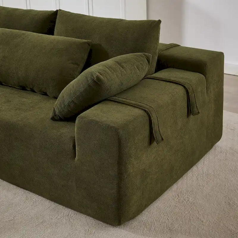 108 Chenille Modular L-Shaped Sectional Sofa with 6 Pillows, Reversible Chaise