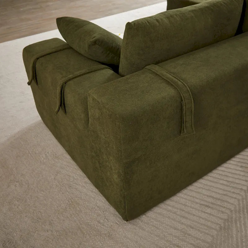 108 Chenille Modular L-Shaped Sectional Sofa with 6 Pillows, Reversible Chaise