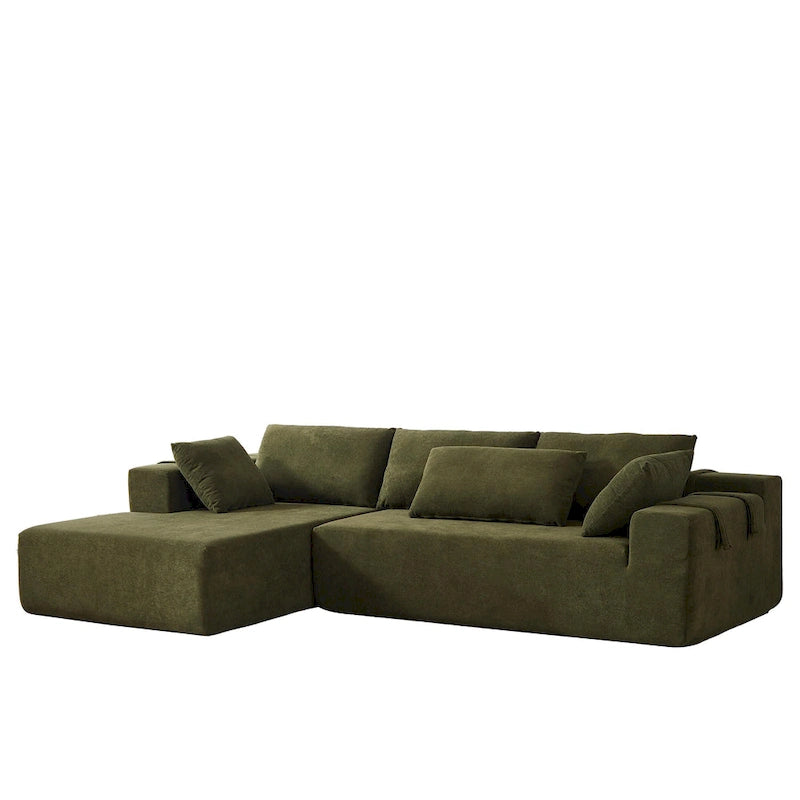 108 Chenille Modular L-Shaped Sectional Sofa with 6 Pillows, Reversible Chaise