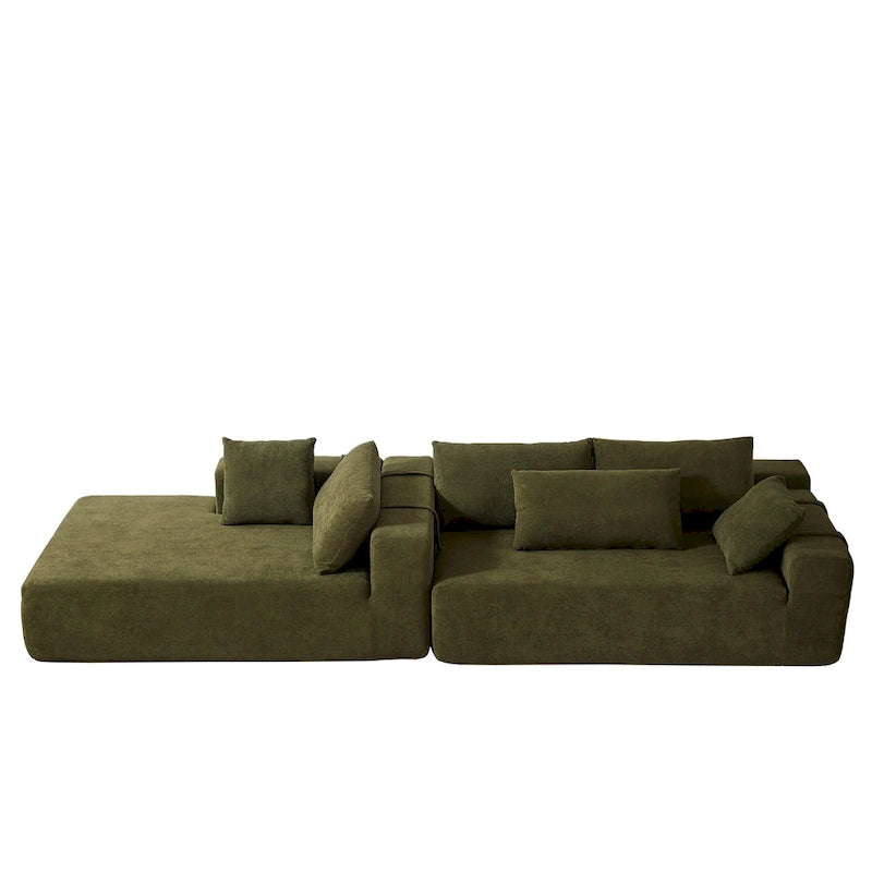 108 Chenille Modular L-Shaped Sectional Sofa with 6 Pillows, Reversible Chaise