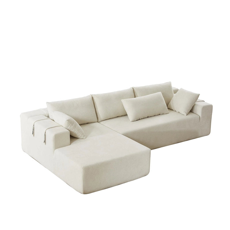 108 Chenille Modular L-Shaped Sectional Sofa with 6 Pillows, Reversible Chaise