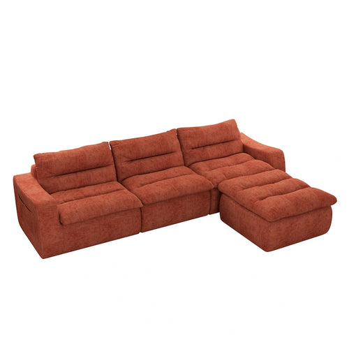 116.26 Divano da Terra Modulare in Schiuma a Forma di L con Combinazione Libera, Design Senza Montaggio e Supporto Ergonomico (Opzioni 4/6 Posti)