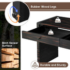 Curved Wooden Entryway Console Table with Storage, 2 Drawers, Rustic