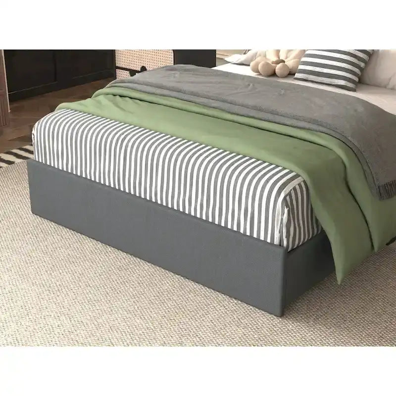 Letto matrimoniale con contenitore - 4 cassetti, base imbottita con LED e ricarica USB