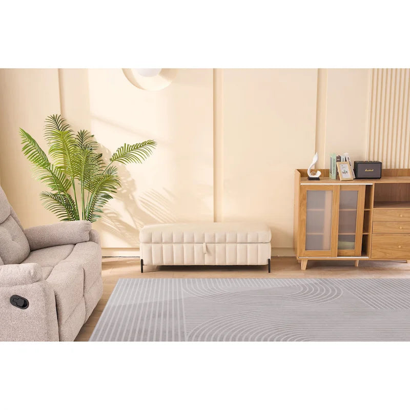 49.21Wide Velvet Storage Soft Bench for Living Room, Entryway and Bedroom