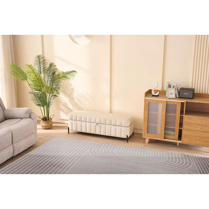 49.21Wide Velvet Storage Soft Bench for Living Room, Entryway and Bedroom