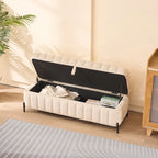 49.21Wide Velvet Storage Soft Bench for Living Room, Entryway and Bedroom
