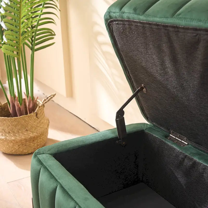 49.21Wide Velvet Storage Soft Bench for Living Room, Entryway and Bedroom