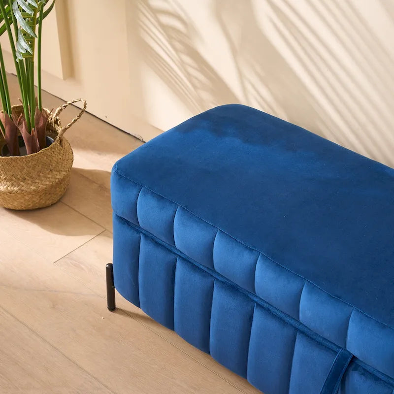 49.21Wide Velvet Storage Soft Bench for Living Room, Entryway and Bedroom