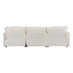 Sectional Sofa with Movable Ottoman Corduroy L-Shaped Upholstered Deep Seat Couch with Lumbar Pillows and Side Pockets