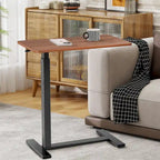 27.56 in. White Laptop Desk with Wheels, Adjustable Height Overbed Bedside Table Mobile Standing Desk