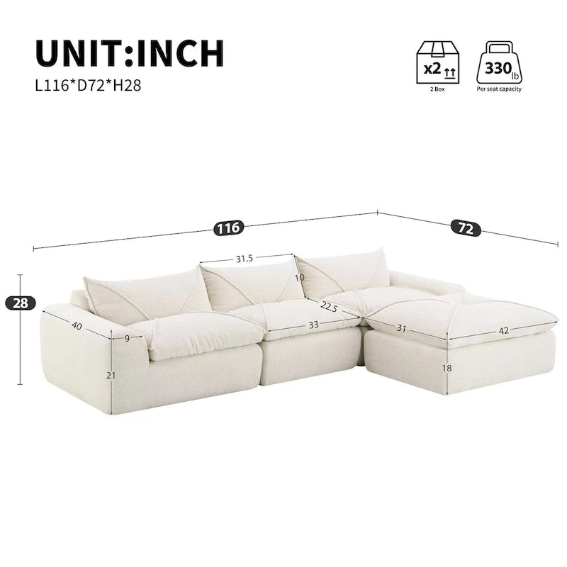 116 Fully Compressed Sofa with High Density Foam,Particle Chenille