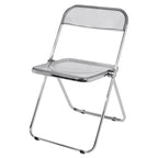 Sedia da pranzo pieghevole impilabile in acrilico trasparente con telaio in metallo, singola - 29.1(H) x 18.1(W) x 18.5(D)