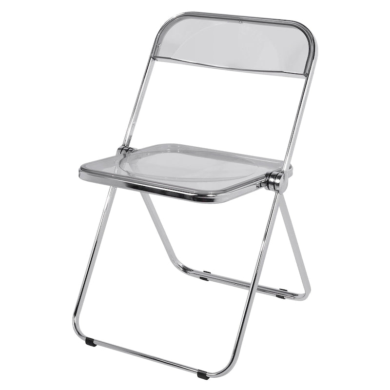 Sedia da pranzo pieghevole impilabile in acrilico trasparente con telaio in metallo, singola - 29.1(H) x 18.1(W) x 18.5(D)