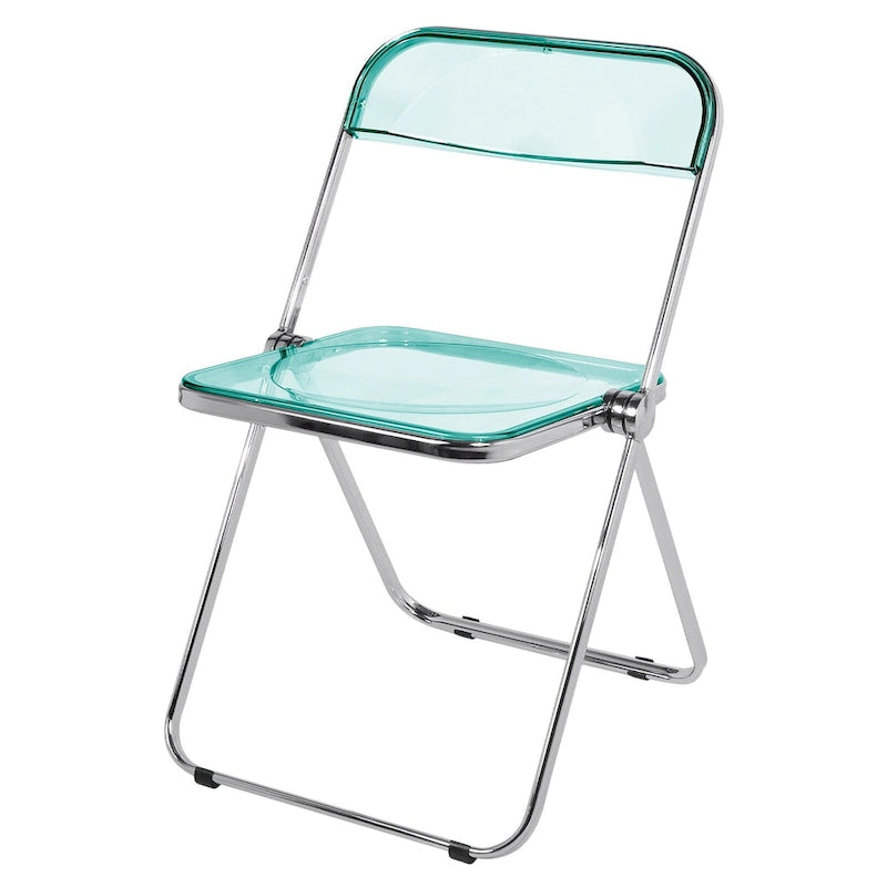 Sedia da pranzo pieghevole impilabile in acrilico trasparente con telaio in metallo, singola - 29.1(H) x 18.1(W) x 18.5(D)