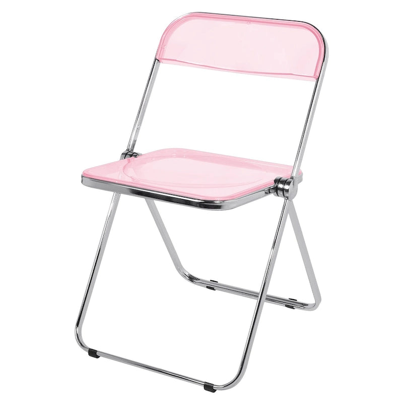 Sedia da pranzo pieghevole impilabile in acrilico trasparente con telaio in metallo, singola - 29.1(H) x 18.1(W) x 18.5(D)