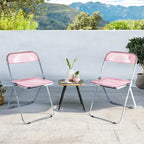 Sedia da pranzo pieghevole impilabile in acrilico trasparente con telaio in metallo, singola - 29.1(H) x 18.1(W) x 18.5(D)