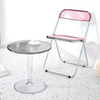 Sedia da pranzo pieghevole impilabile in acrilico trasparente con telaio in metallo, singola - 29.1(H) x 18.1(W) x 18.5(D)