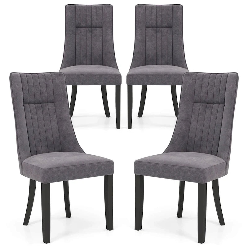 Set di 2/4 sedie da pranzo Costway con schienale alto e canali orizzontali