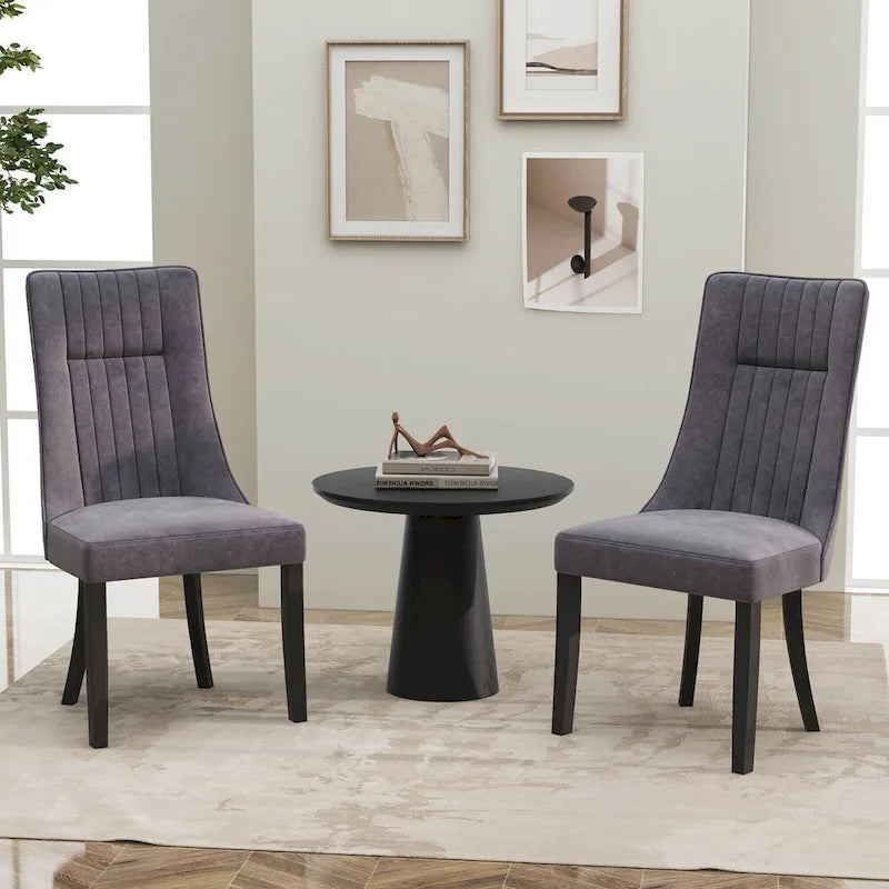 Set di 2/4 sedie da pranzo Costway con schienale alto e canali orizzontali