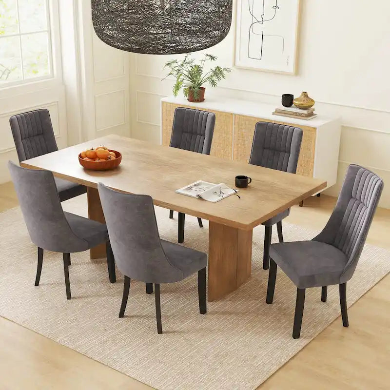 Set di 2/4 sedie da pranzo Costway con schienale alto e canali orizzontali