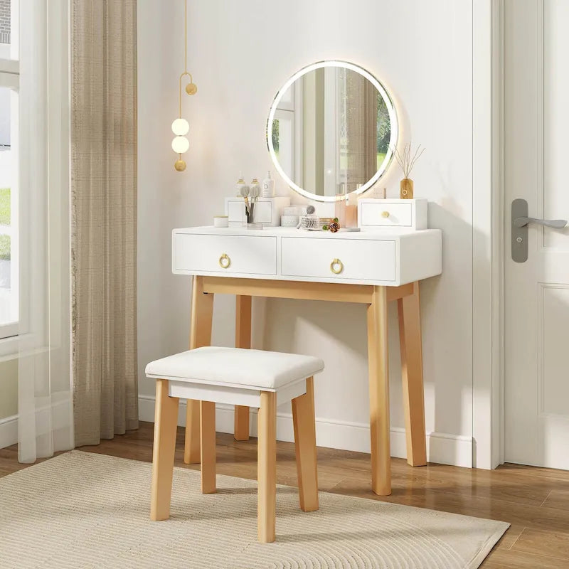 Costway Vanity Makeup Table Touch Screen 3 Lighting Modes Dressing - See Details