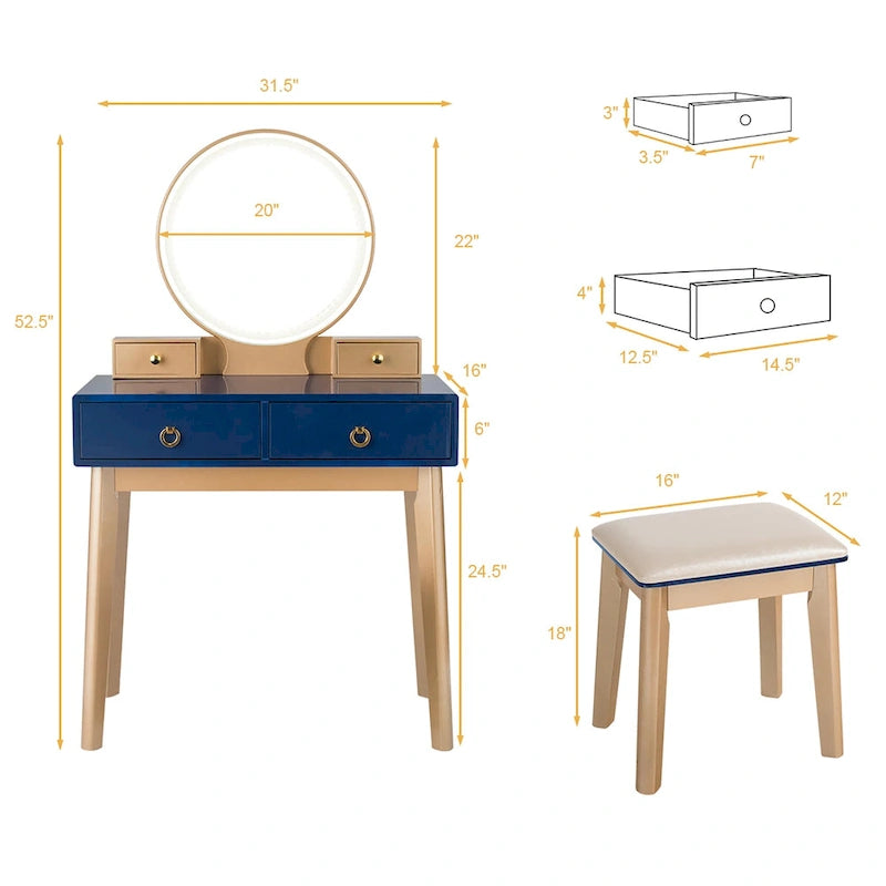 Costway Vanity Makeup Table Touch Screen 3 Lighting Modes Dressing - See Details